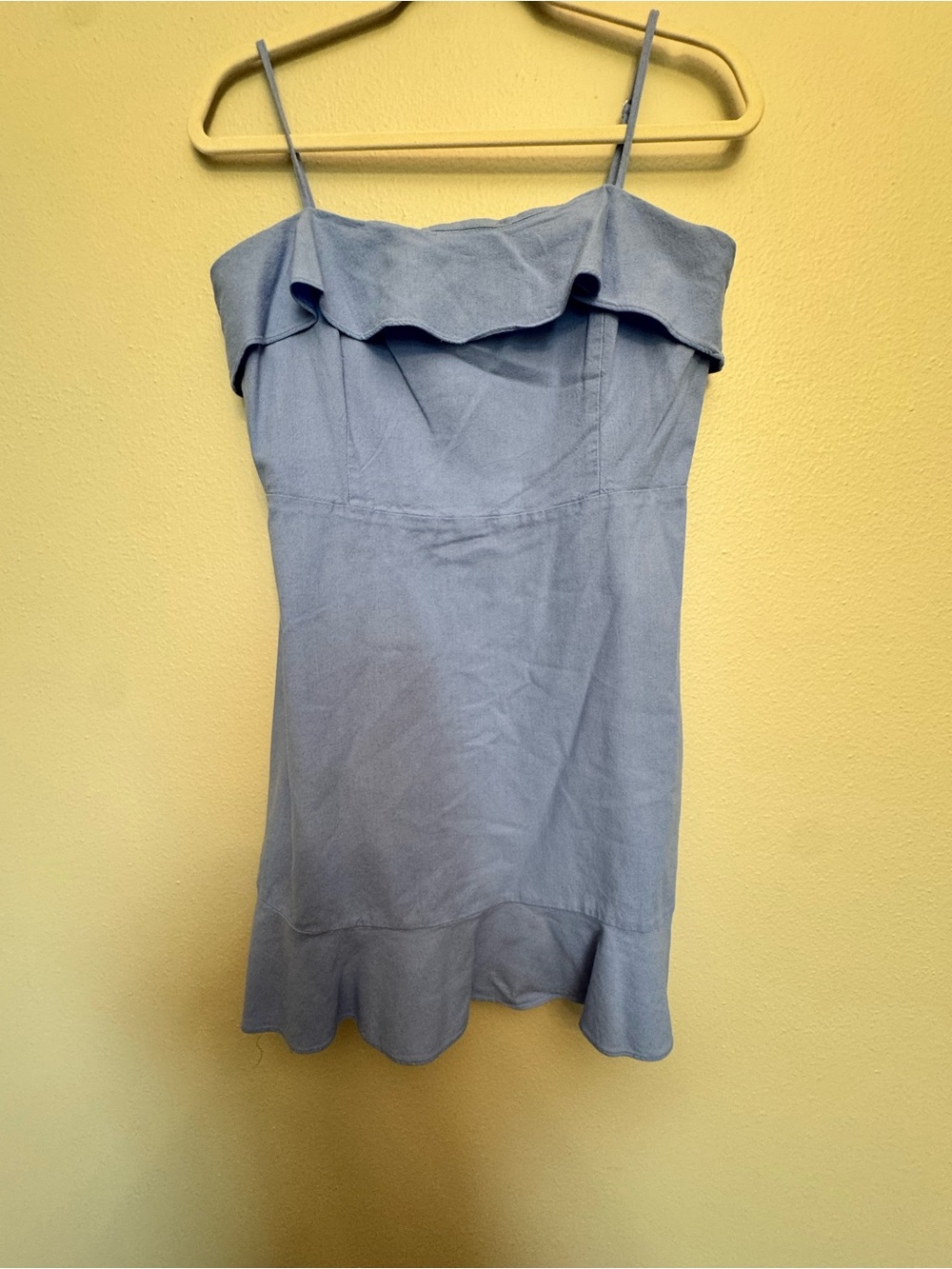 Gianni Bini Light Blue Ruffle Mini Dress with Spaghetti Straps